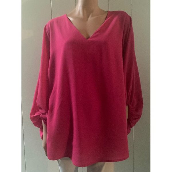 3/4 Puff Sleeve V-Neck Blouse