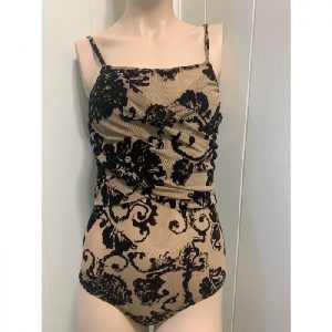 Bodysuit with Brown Velvet Applique