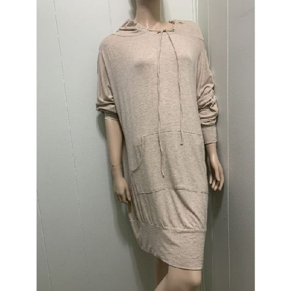 Solid Knee-Length Hoodie Dress