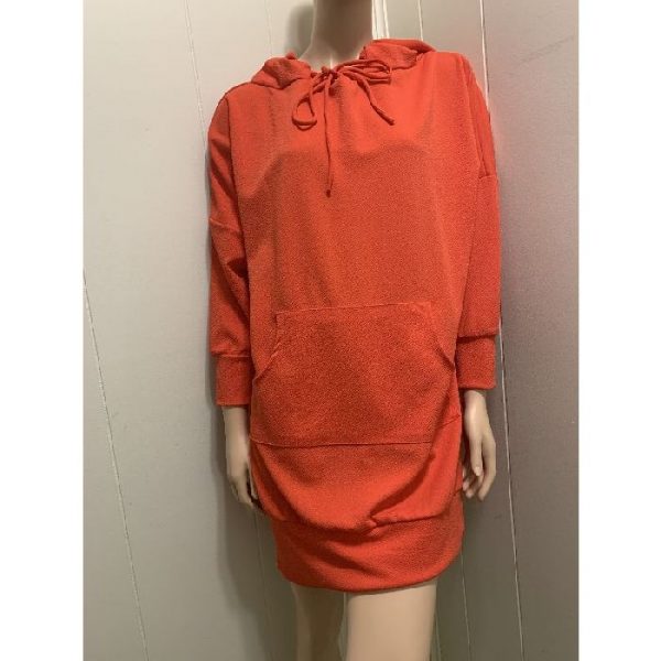 Solid Knee-Length Hoodie Dress