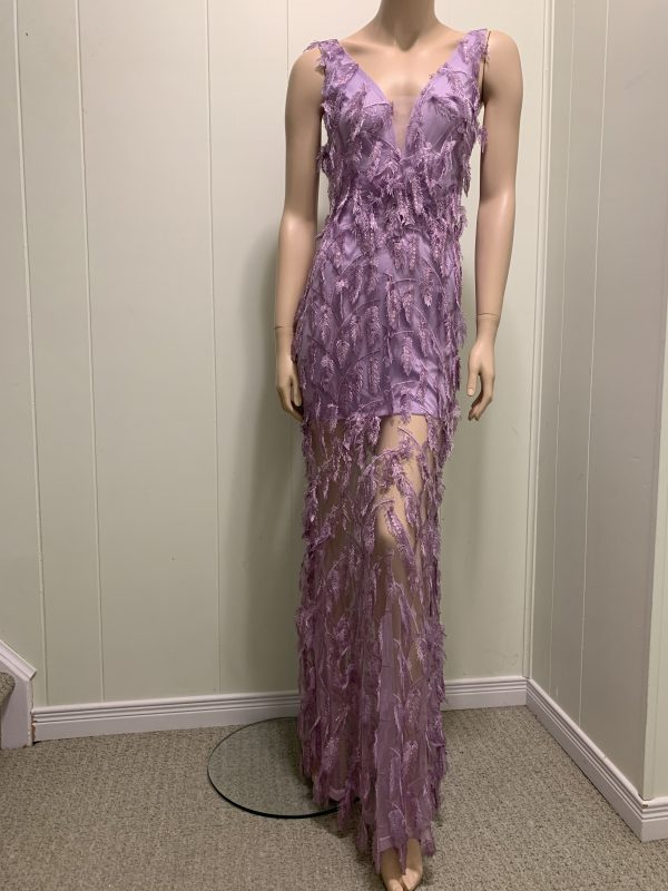 Lilac Sheer Feathered Dress