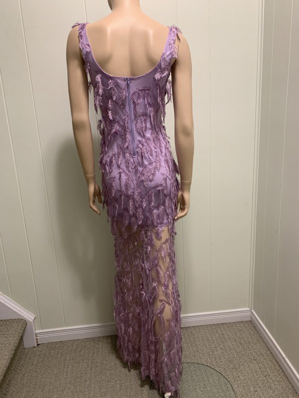 Lilac Sheer Feathered Dress - Image 2